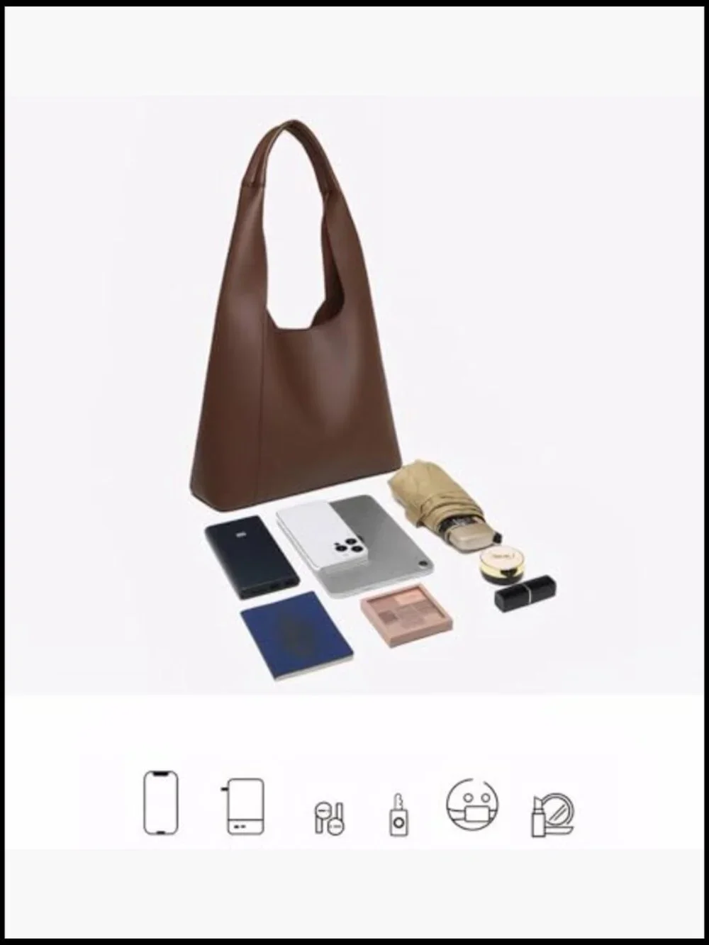 Slouchy Hobo Bag Soft Vegan Leather Large Tote Shoulder Purse Set of 2